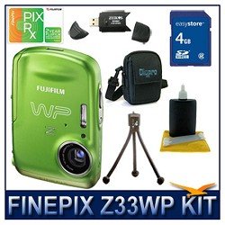 Fujifilm FinePix Z33WP Digital Camera (Green), Waterproof to 9.8 Feet, 10 Megapixels, 3x... by 