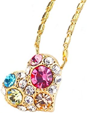 KAiLA Heart Necklace Colorful Czech Stones Pendant Birthday Gifts