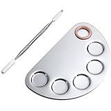 Your Choice Stainless Steel Semicircle 5-well Makeup Palette Spatula Pro Professional Makeup Nail-art Manicure Artist Tool for Blending Cosmetic Pigment Foundation Shades