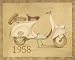 1958 Scooter by Lucciano Simone. Size 9.97 inches width by 8.00 inches height. High Quality Art Poster Print