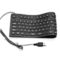 USB & PS2 Air Touch Silent Silicone QWERTY Flexible Roll-Up Keyboard. Water , Dust & Spill Resistant. (Black)