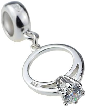 Silver Wedding Ring Anniversary Charm Sterling Bead Fits EvesErose, Pandora, &amp; Similar Charm Bracelets
