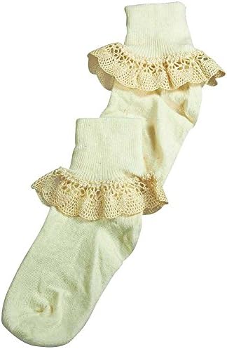 Christian Dior - Big Girls Narrow Cluny Lace Cuff Sock, Ivory 37060-X-Large