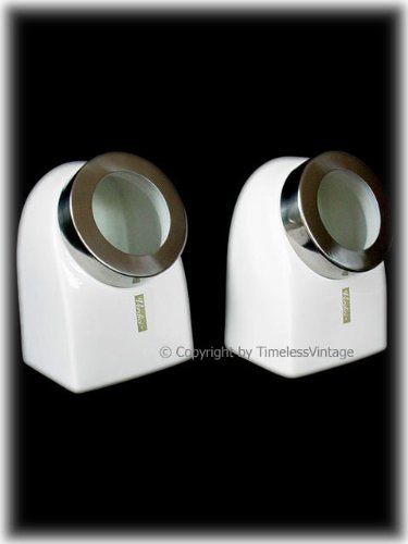 Retro Set 2 Ceramic White Kitchen Canisters / Glass Lids