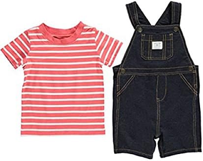 Carter's Baby Boys' 2 Piece Shortall Set (Baby) - White