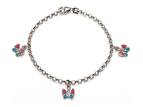 Sterling Silver Children Butterfly Charm Bracelet