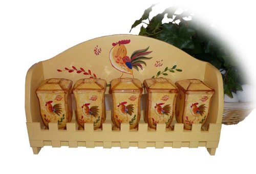 Sunshine Rooster Hand-painted 5-piece Spice Rack