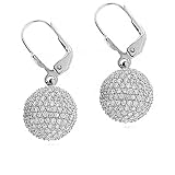 Bling Jewelry Sterling Silver CZ Pave Ball Dangling Earrings
