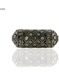 20*8mm .925 Sterling Silver 1.39ct Diamond Pave Spacer Bead Jewelry
