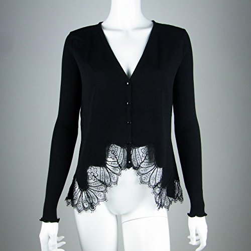 ＜Oscalito／オスカリート＞ デザインカーディガン／シャンテリーレース（ウール70% シルク30%） No.658244