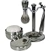 Full Set With Shaving Dish and Soap Metal Pewter Chrome Plated Shaving Set on stand: Razor + Brush with Badger Bristles