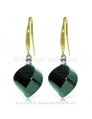 14K Yellow Gold Dangle Earrings with Spiral Emeralds and Diamond Accent