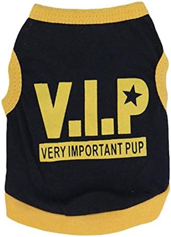 Pet Puppy VIP Pattern Printed Vest Shirts Clothing (L, Yellow)