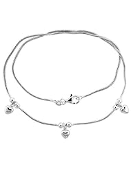 Sterling Silver Necklace with three, 1/4" Heart Pendant 17"