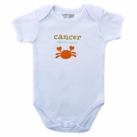 Luvable Friends Zodiac Bodysuit Cancer, White