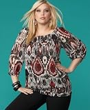 INC International Concepts? Plus Size Ikat Peasant Top