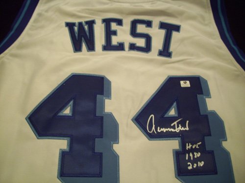 GAI Authentic Jerry West Autograph Throwback White Los Angeles Lakers Jersey w/ HOF Inscription