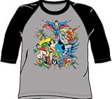  : JUSTICE LEAGUE ASSEMBLE Adult Gray/Black Baseball T-shirt Tee Shirt