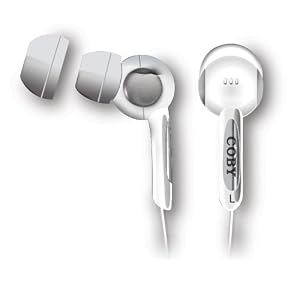 Coby Isolation Stereo Earphones with Volume Control CVE91WHT (White)
