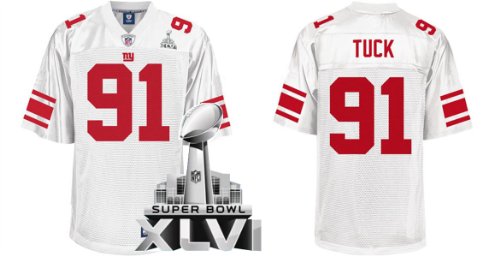 Super Bowl XLVI champions NFL Authentic Jerseys New York Giants Justin Tuck WHITE Jersey Size 56 (Ship By DHL)