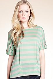 Autograph Tab Sleeve Striped Jersey Top