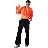 Groovy 60s 70s Fun Fancy Dress Ruffle Shirt Orange M
