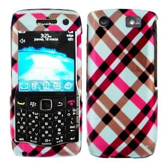 Blackberry Pearl 9100 Cell Phone Hot Pink Plaid Protective Case Faceplate Cover