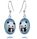 LAVISHY Retro Pop Art Line Panda Dangle Earrings
