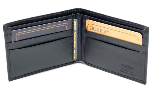Genuine Buxton Black Leather Mens Wallet New In Box