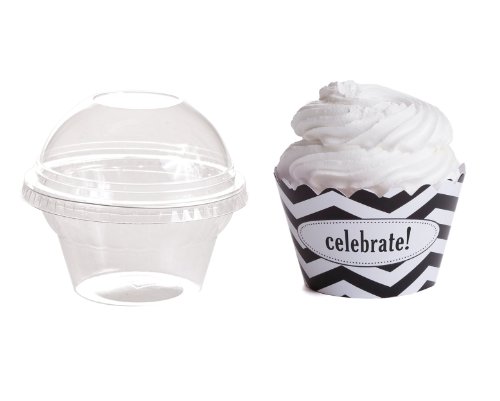 Dress My Cupcake Personalized Favor Dome Containers with Wrappers DIY Kit, Chevron, Celebrate, Set of 25
