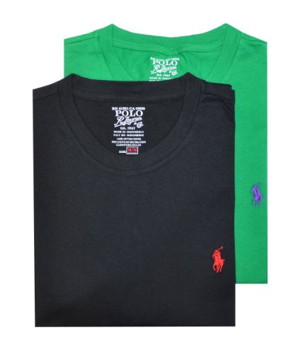 Polo Ralph Lauren Men Assorted 2 Pack Crewneck T-shirt (S, May Green/Black)
