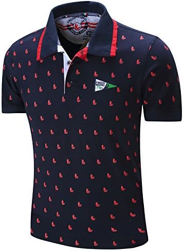 Vousun Men's Printing Casual Short Sleeve Polo T-shirt