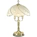 Flower Etched Glass Shade Touch Table Lamp with Key Finial