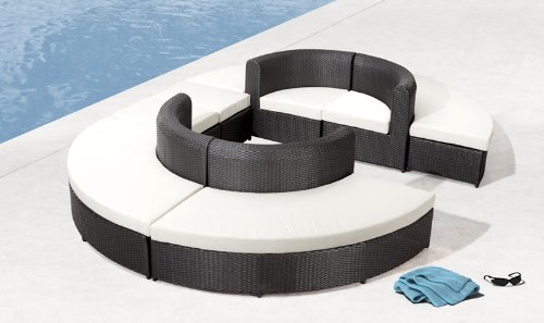 10pc Modern Round Outdoor UV Treated Weaved Sofa 
