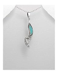 Reconstructed stones Pendant Necklace In 92.5 Sterling Silver