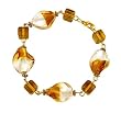 Bracelet - B67 - Murano Style Glass - Twists & Cubes ~ Topaz & White