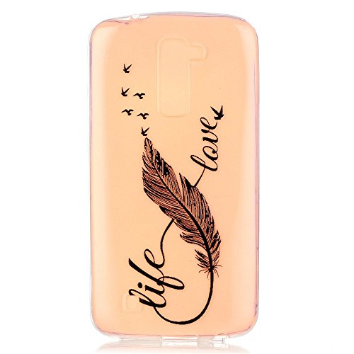 Urberry LG K7 Case, Cute Design Case, Flying Feather Soft TPU Skin Cover for LG K7 with a Phone Bracket