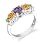 Sterling Silver 1.00 cts Round Cut Amethyst Citrine Peridot Ring Size 6