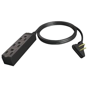 Stanley 31132 15-feet Heavy Duty 3-Outlet Low Profile Indoor Extension with Right Angle Plug, Black