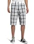 Southpole Men's Plaid Belted Short,Black,38