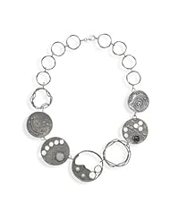 Oxidized Disc Multi Stone Necklace