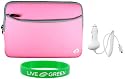 Non-OEM Amazon Kindle DX 9.7 Dual-Pocket Sleeve Case with Car Charger - Pink