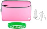 Non-OEM Amazon Kindle DX 9.7 Dual-Pocket Sleeve Case with Car Charger - Pink