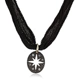 black ribbon tie necklace Mizuki Silver and Diamond