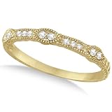 Pave Set Vintage Stacking Diamond Ring Band 14k Yellow Gold (0.15ct)