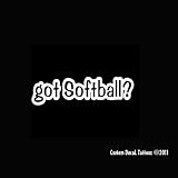 Got Softball? Outline Window Decal Sticker White 6"