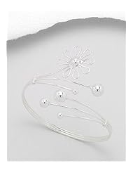 Flower Cuff Bracelet In 92.5 Sterling Silver
