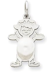 14K White Gold Girl 6x4 Oval Cultured Pearl-June