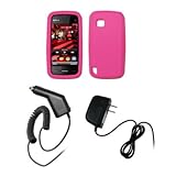 Nokia Nuron 5230 - Premium Pink Soft Silicone Gel Skin Cover Case + Rapid C ....