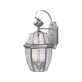Calvin - 2 Light Medium Outdoor Wall Lighting Fixture - Brushed Nickel - Clear Beveled Glass - B7538